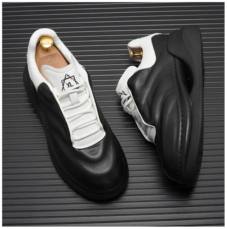 Solid Split Leather Men's Sneakers