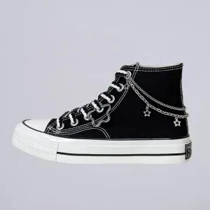 Starry Night Black High Top Canvas Shoes - Unisex