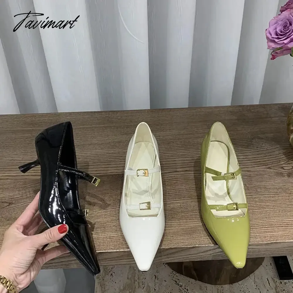 TAVIMART  Spring New Brand Women Dress Pumps Shoes Fashion Pointed Toe Shallow Mary Jane Shoes Thin High Heel Dress Pumps Sandeles