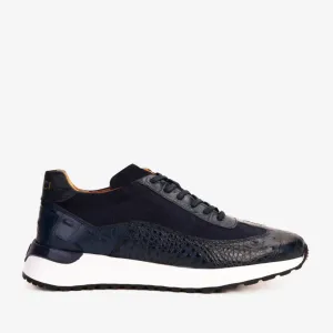 The Savamala Dark Blue Leather Men Sneaker Final Sale!