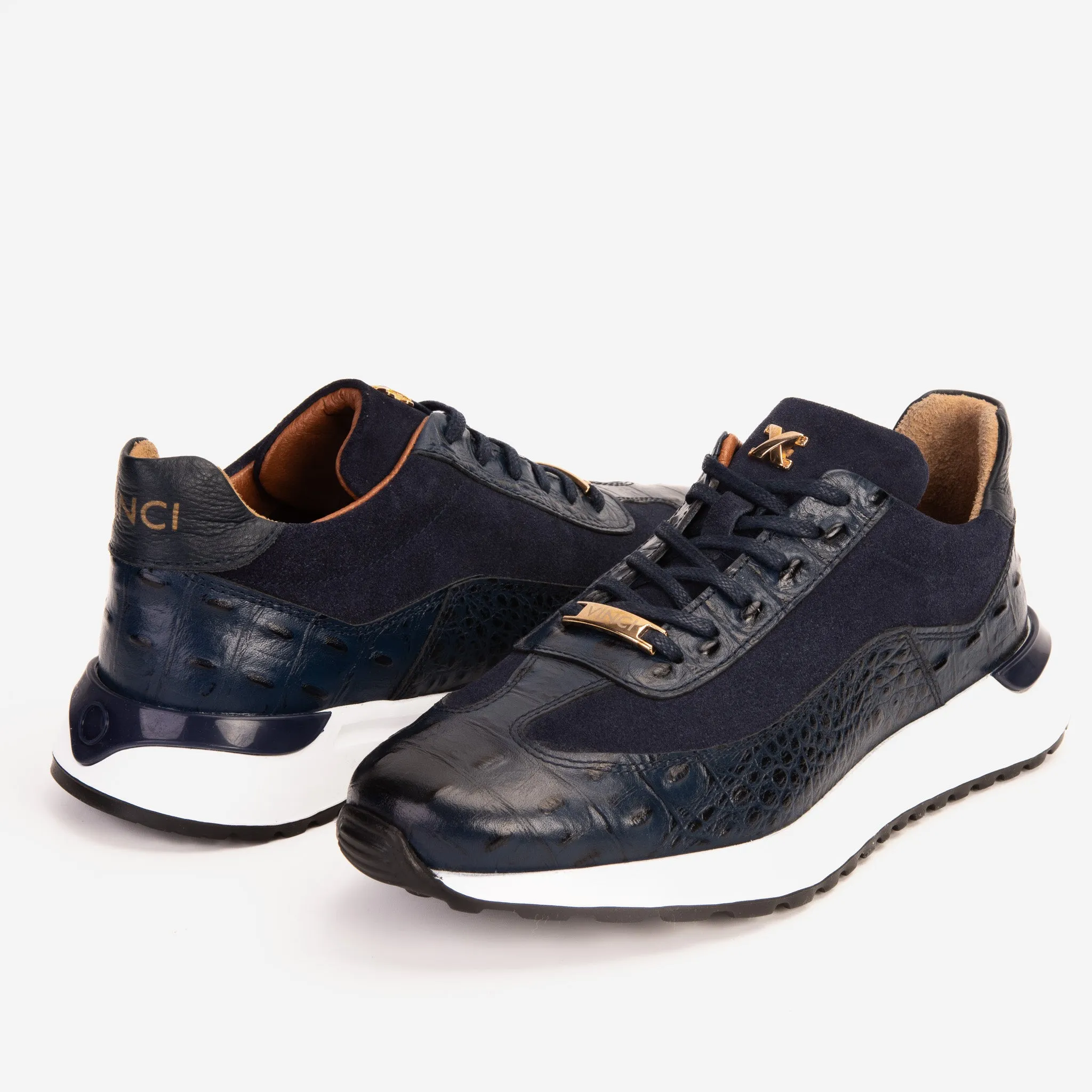 The Savamala Dark Blue Leather Men Sneaker Final Sale!