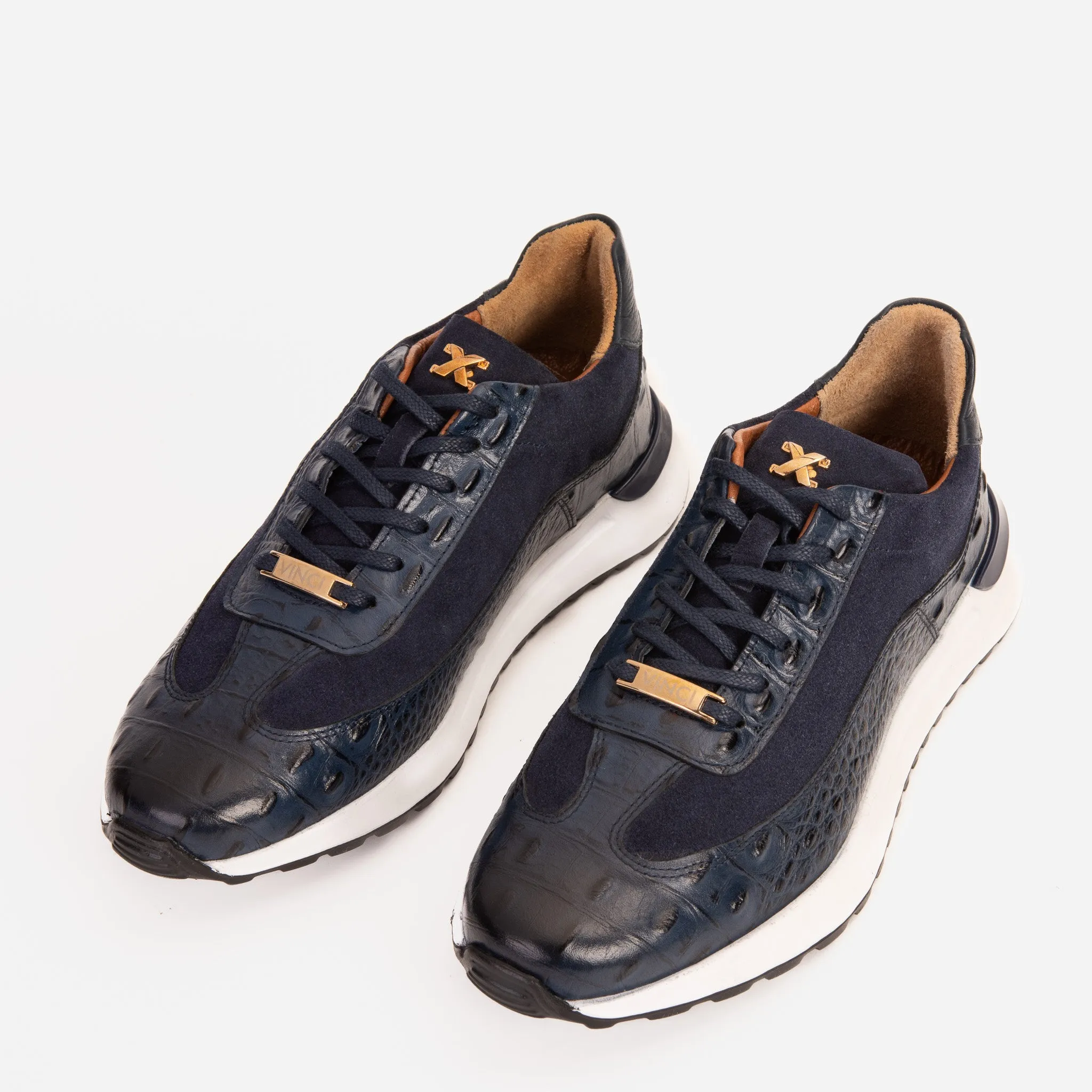 The Savamala Dark Blue Leather Men Sneaker Final Sale!