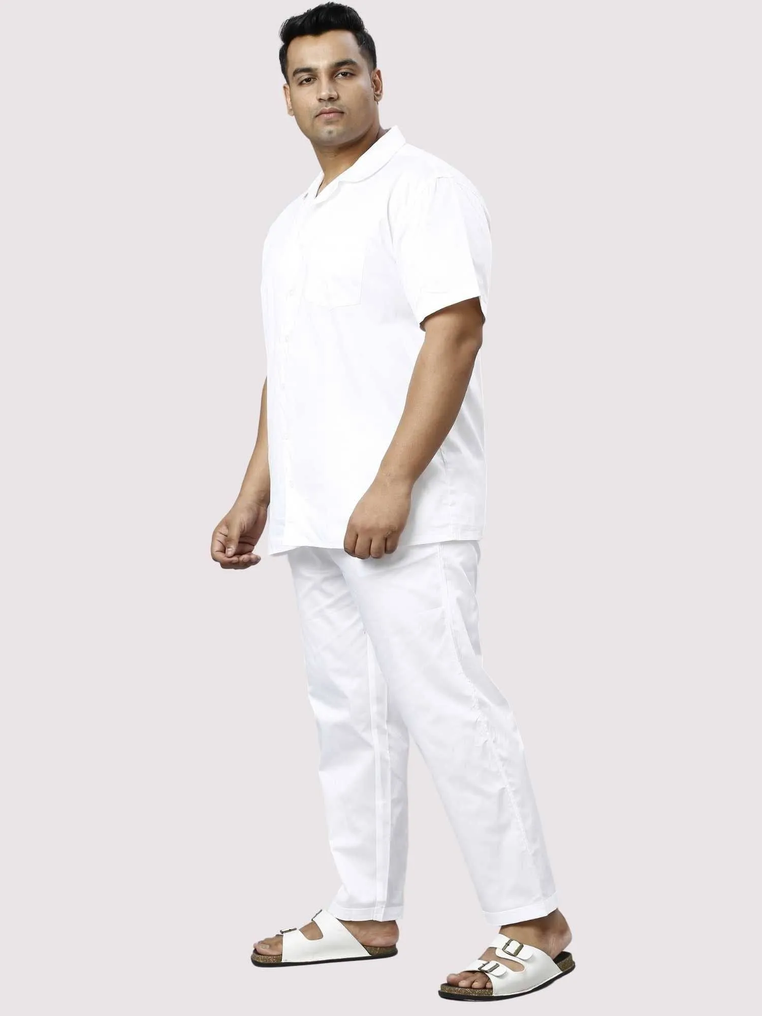 Titan Solid White Full Co-ords Set Men's Plus Size