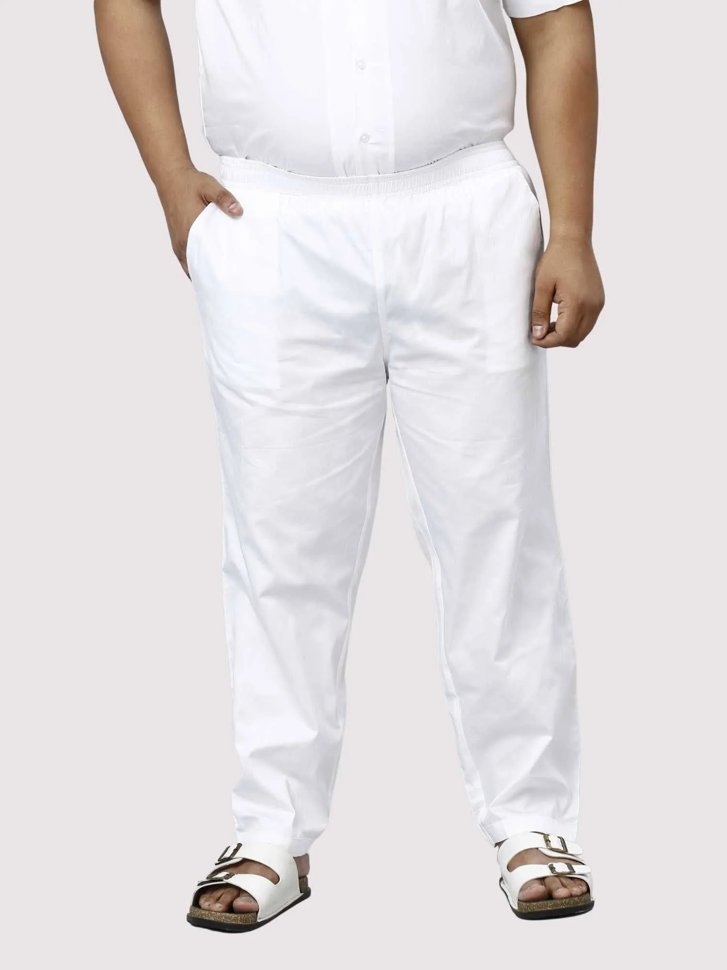 Titan Solid White Full Co-ords Set Men's Plus Size