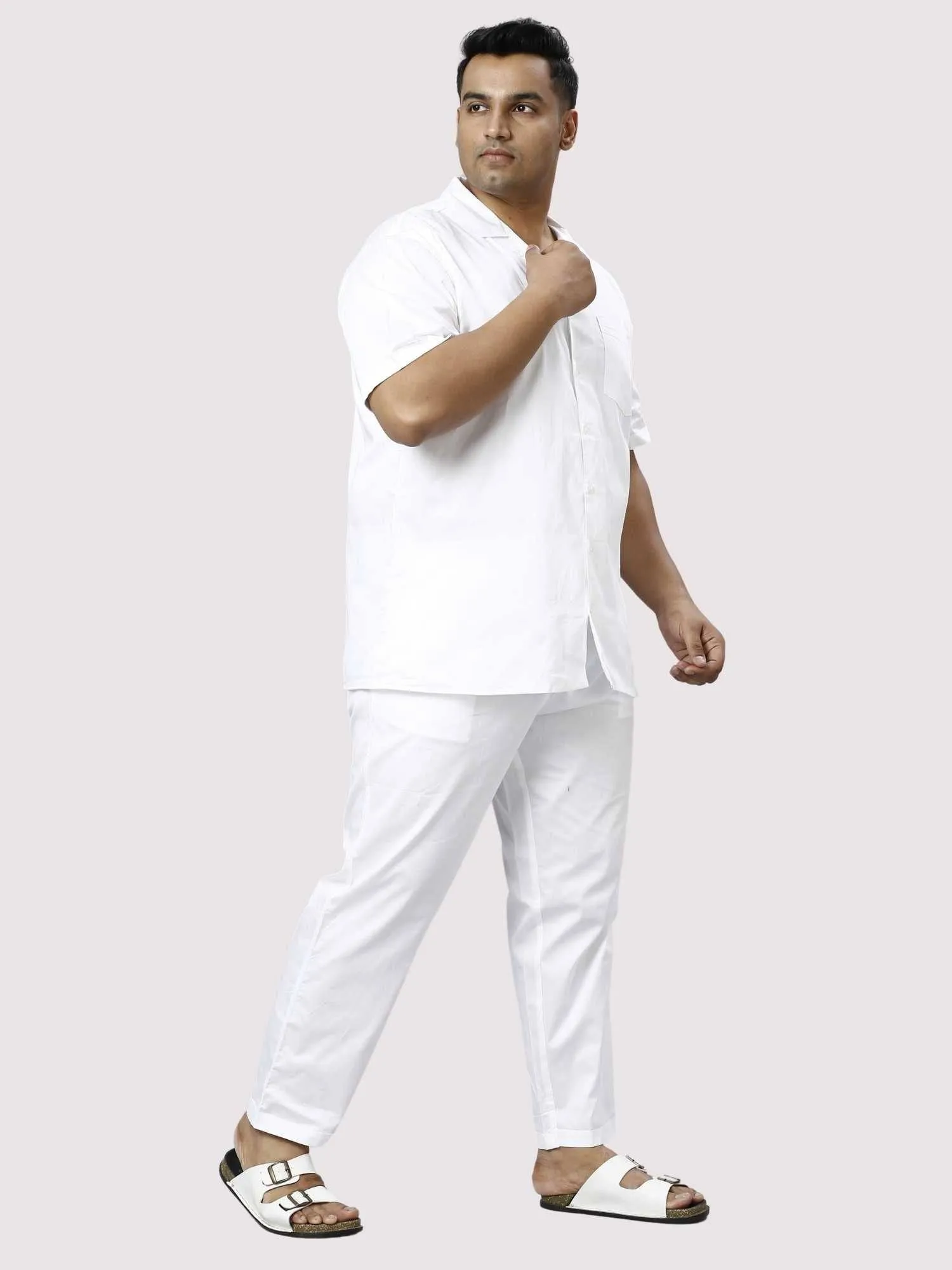 Titan Solid White Full Co-ords Set Men's Plus Size