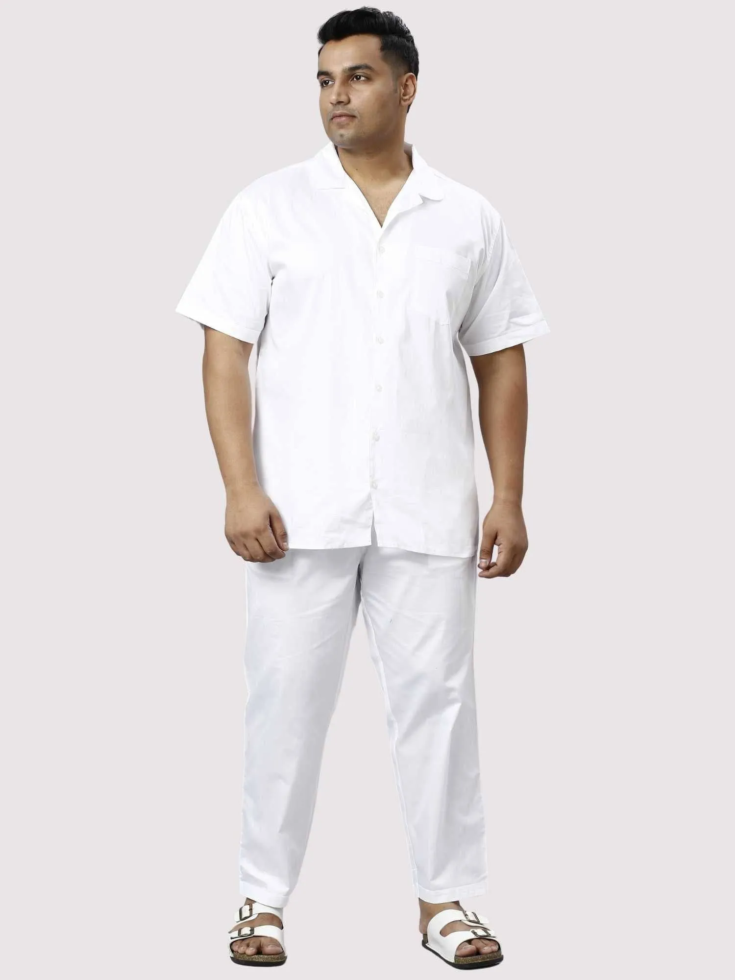 Titan Solid White Full Co-ords Set Men's Plus Size