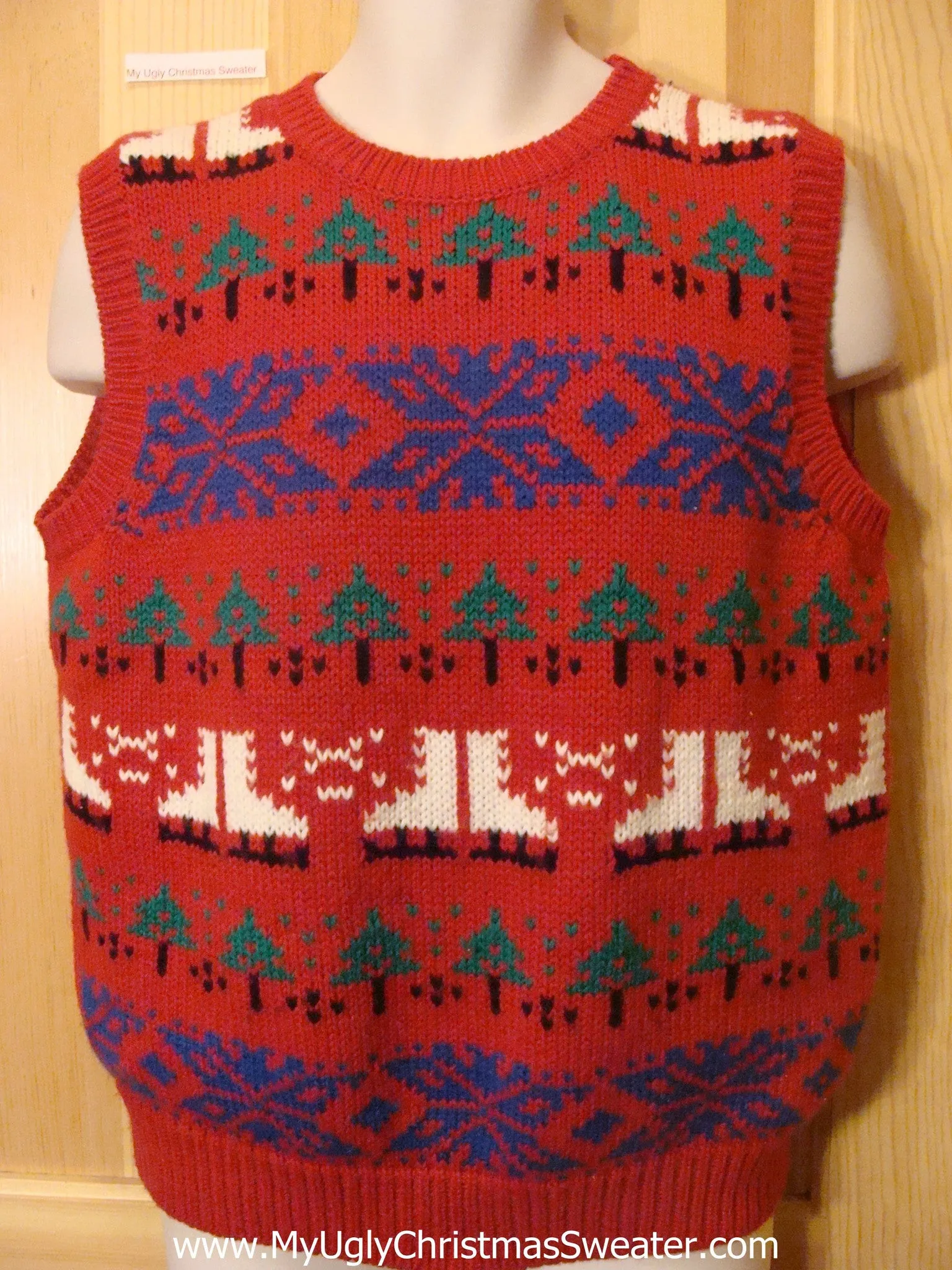 Ugly Christmas Sweater Vest Ice Skates