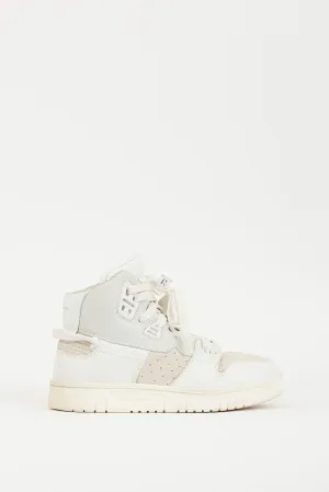 White & Grey Leather & Suede High Top Sneaker