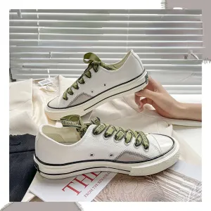 White Sneakers Women   Flat Canvas Shoes Women Sport Running Female Vulcanized Shoes Casual Sneakers Stitching Canvas Shoes