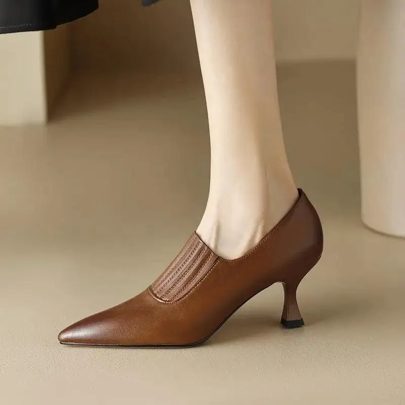 Women's Casual Shoes - Genuine Leather High Heels- Pumps RZ246