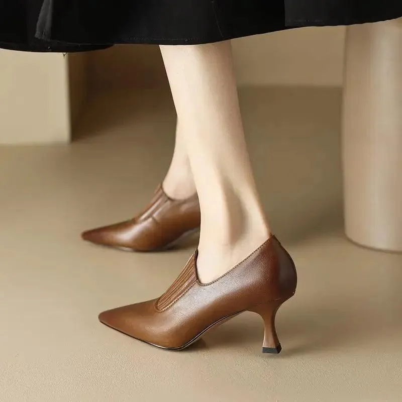 Women's Casual Shoes - Genuine Leather High Heels- Pumps RZ246