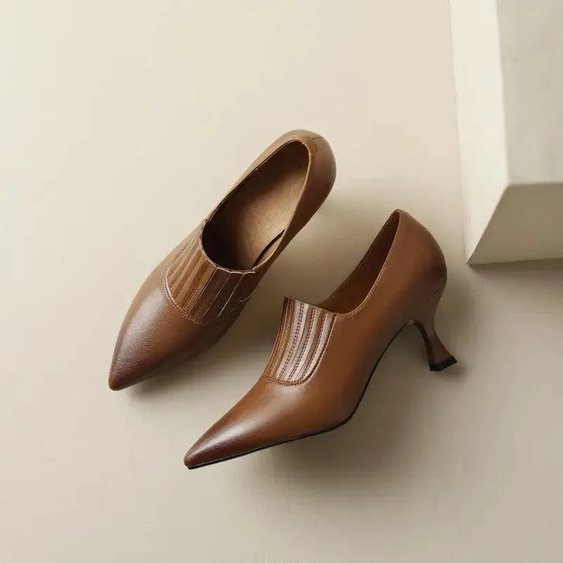 Women's Casual Shoes - Genuine Leather High Heels- Pumps RZ246