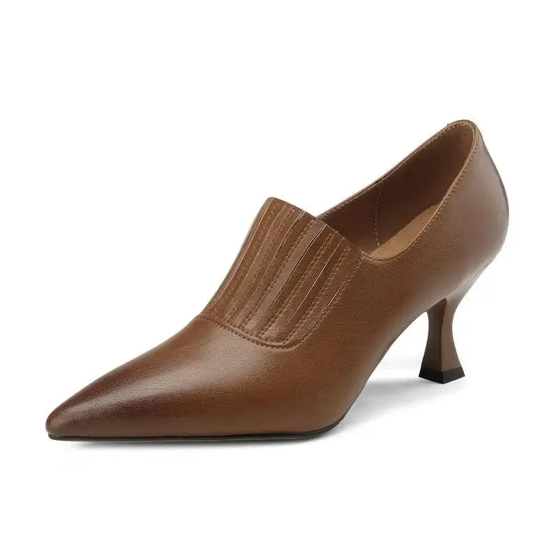 Women's Casual Shoes - Genuine Leather High Heels- Pumps RZ246