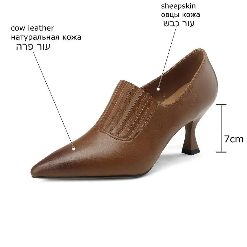 Women's Casual Shoes - Genuine Leather High Heels- Pumps RZ246