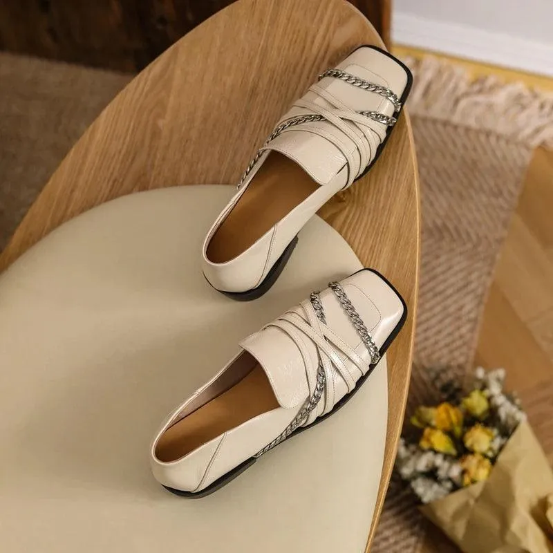 Women's Casual Shoes - Low Heeled Comfortable Square Head - TSS179