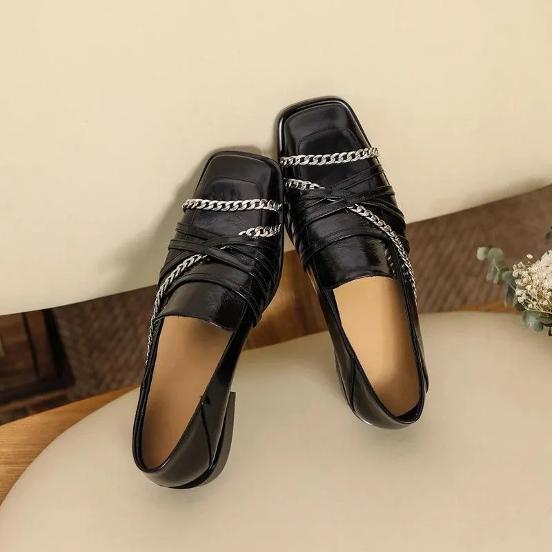 Women's Casual Shoes - Low Heeled Comfortable Square Head - TSS179