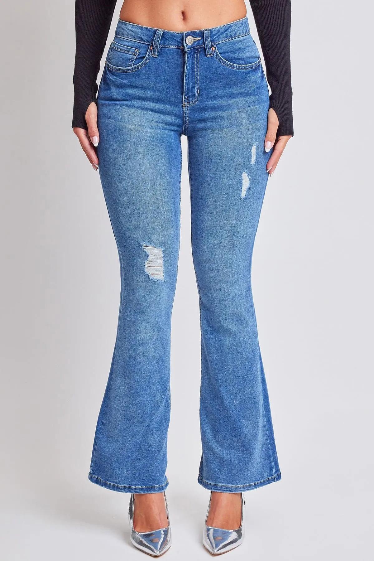 Women's Essential Distressed Flare Jeans-Distressed