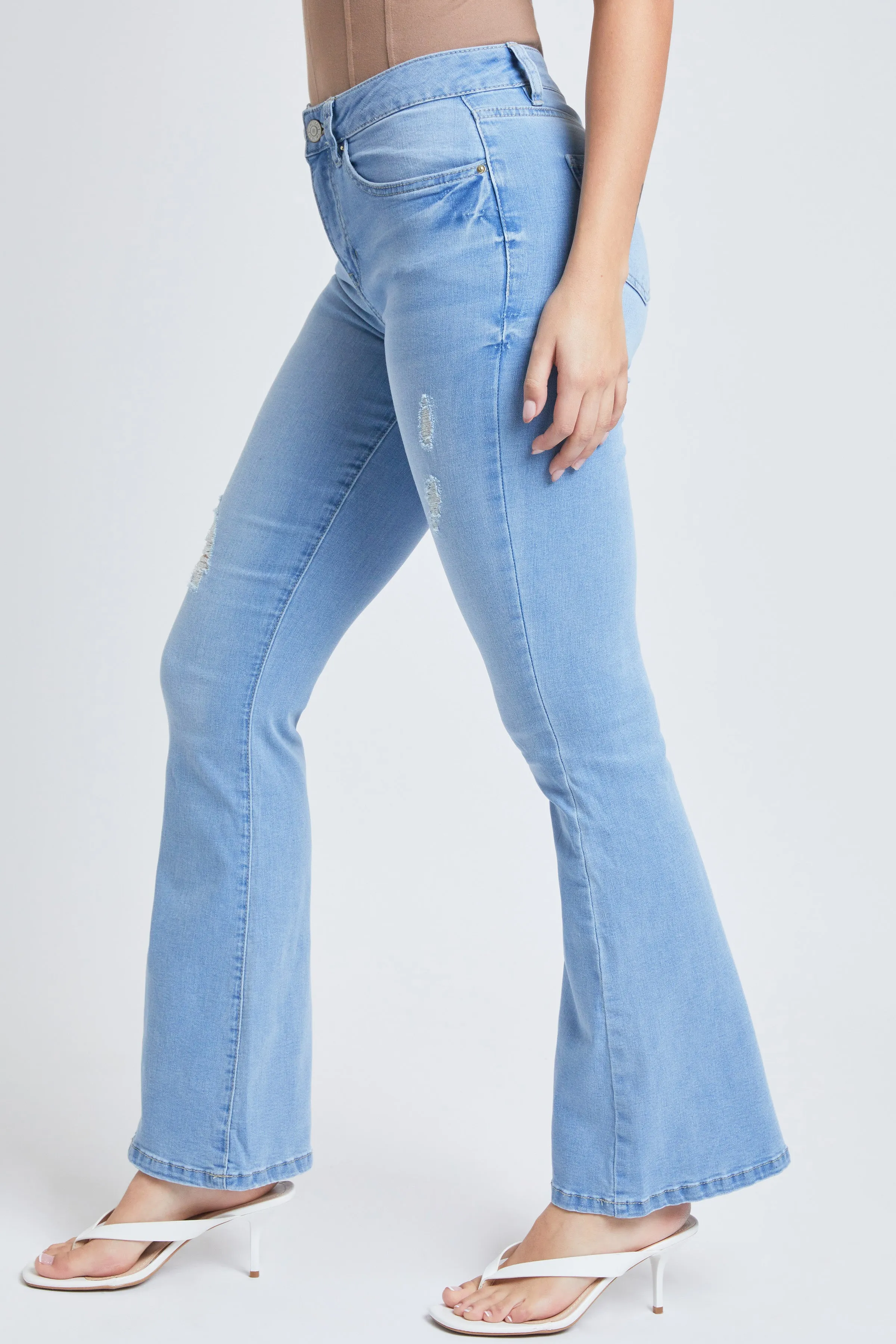 Women's Essential Distressed Flare Jeans-Distressed