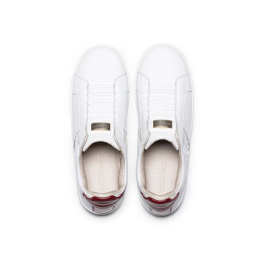 Women's Icon Lux White Red Leather Sneakers 92503-001