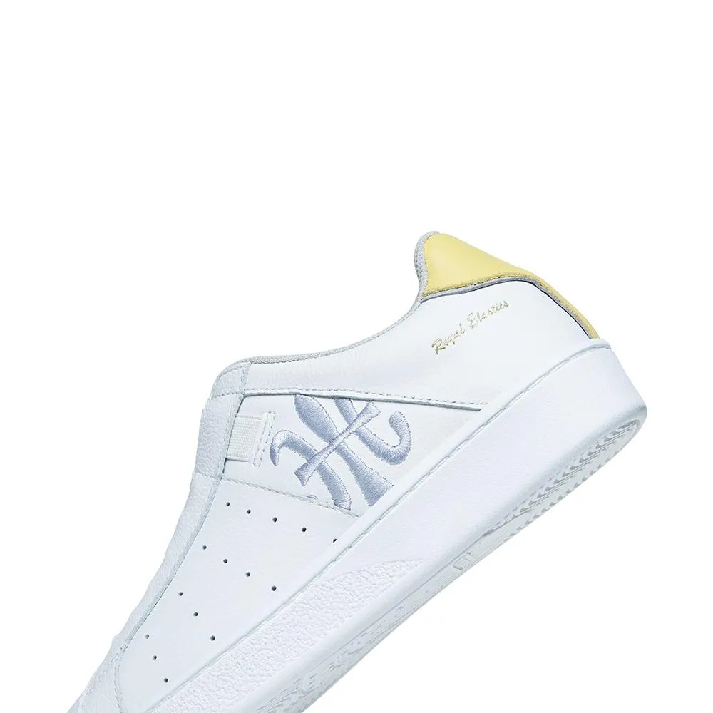 Women's Icon White Yellow Logo Leather Sneakers 91913-083