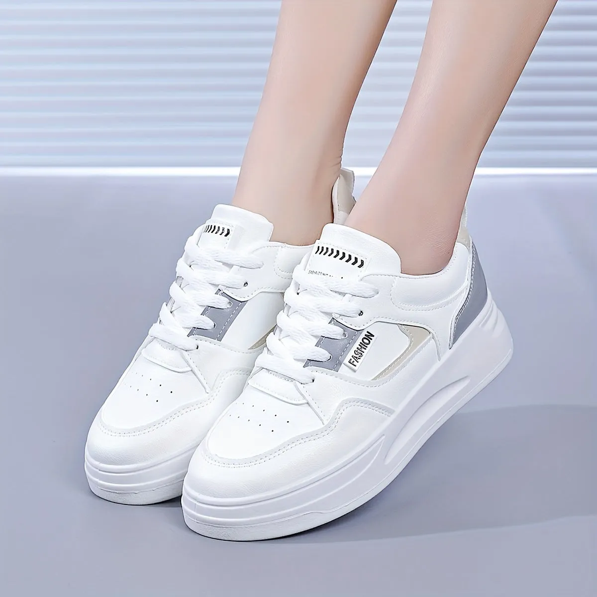 Womens Lightweight Platform Sneakers - Breathable & Comfortable, Low Top Lace Up Design - Stylish Casual Shoes for Everyday Fashion