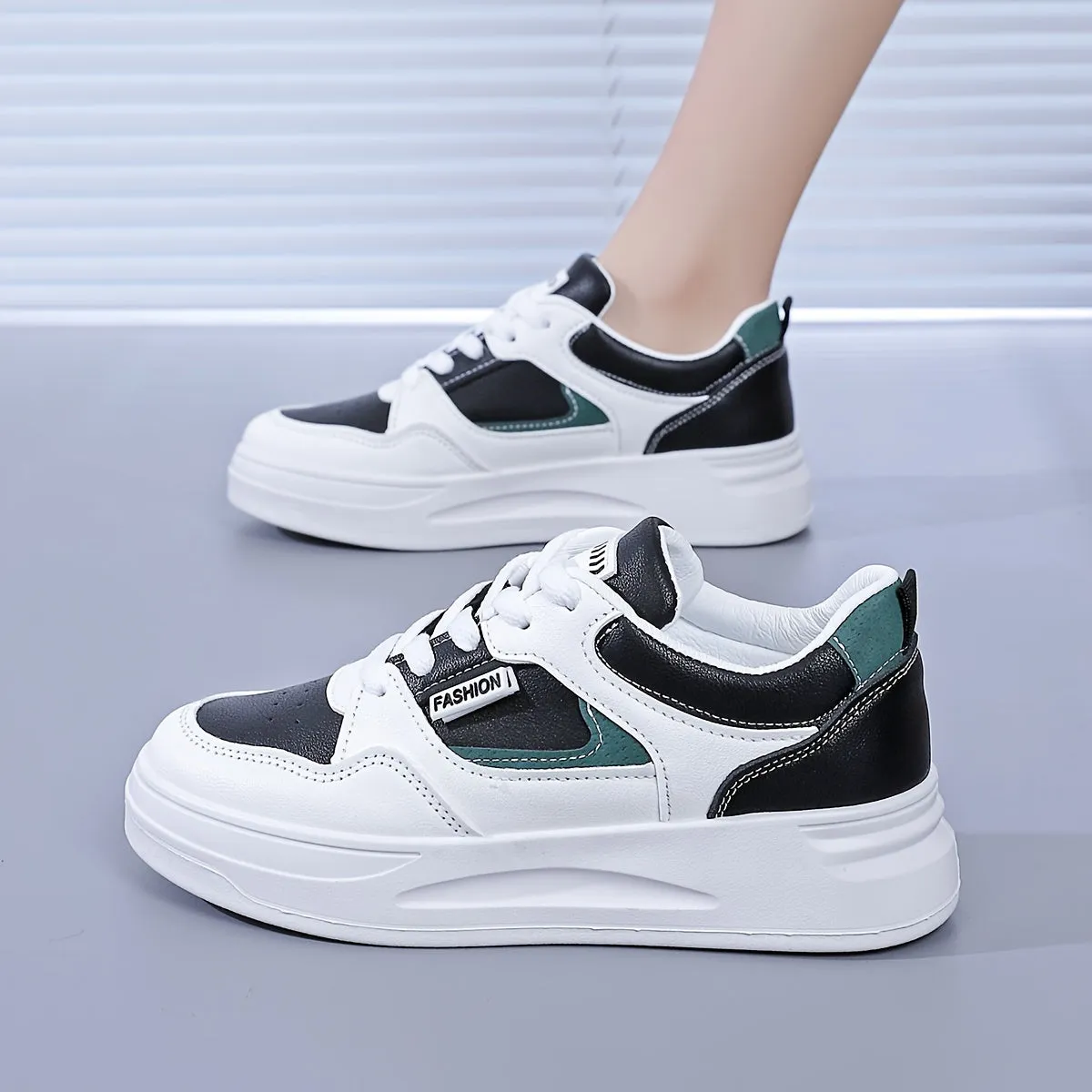 Womens Lightweight Platform Sneakers - Breathable & Comfortable, Low Top Lace Up Design - Stylish Casual Shoes for Everyday Fashion