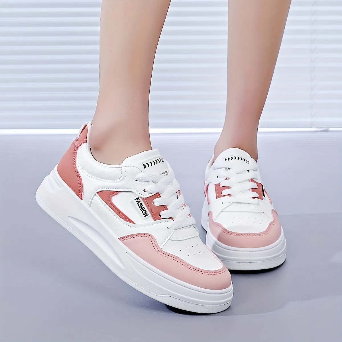 Womens Lightweight Platform Sneakers - Breathable & Comfortable, Low Top Lace Up Design - Stylish Casual Shoes for Everyday Fashion