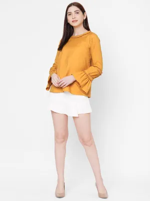 Yellow Solid Top With Bell Sleeves